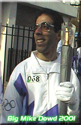 Big Mike just before boarding the olympic shuttle bus.